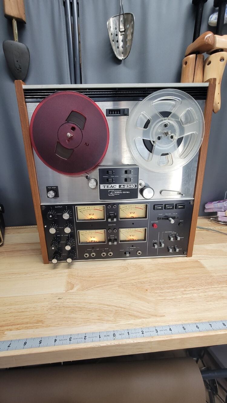 Teac A-2340 Reel to Reel Tape Deck +metal Reels & Tape ~ Tested Works,